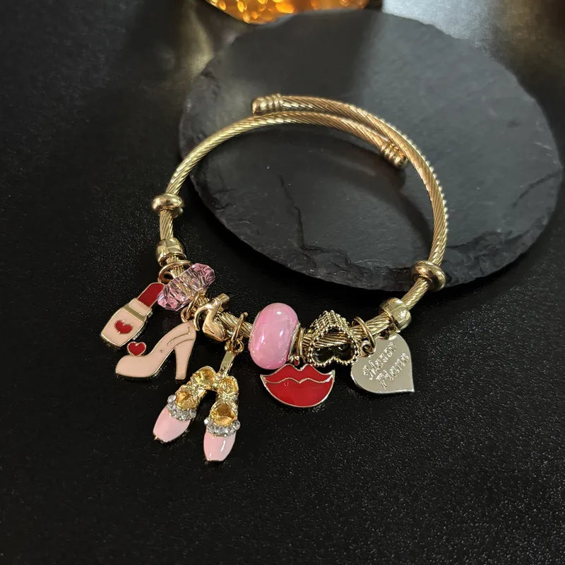 Gold Glam Charm Bangle