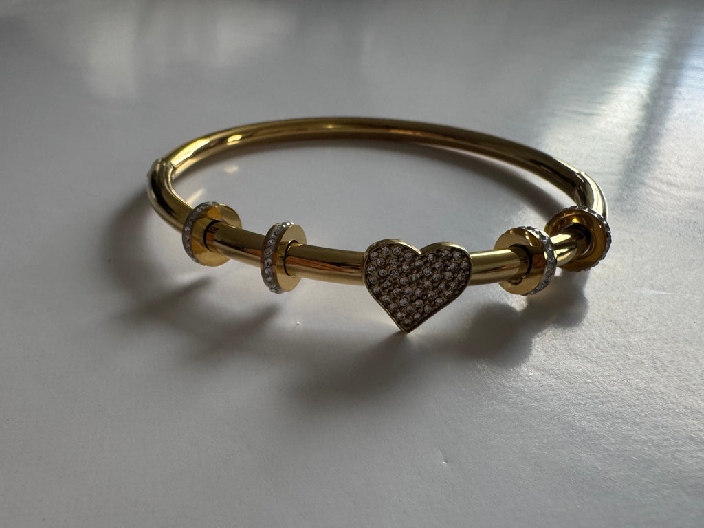 The Pavé Heart Charm Bangle