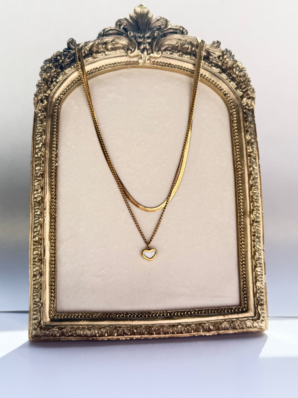 The Double Chain Heart Necklace