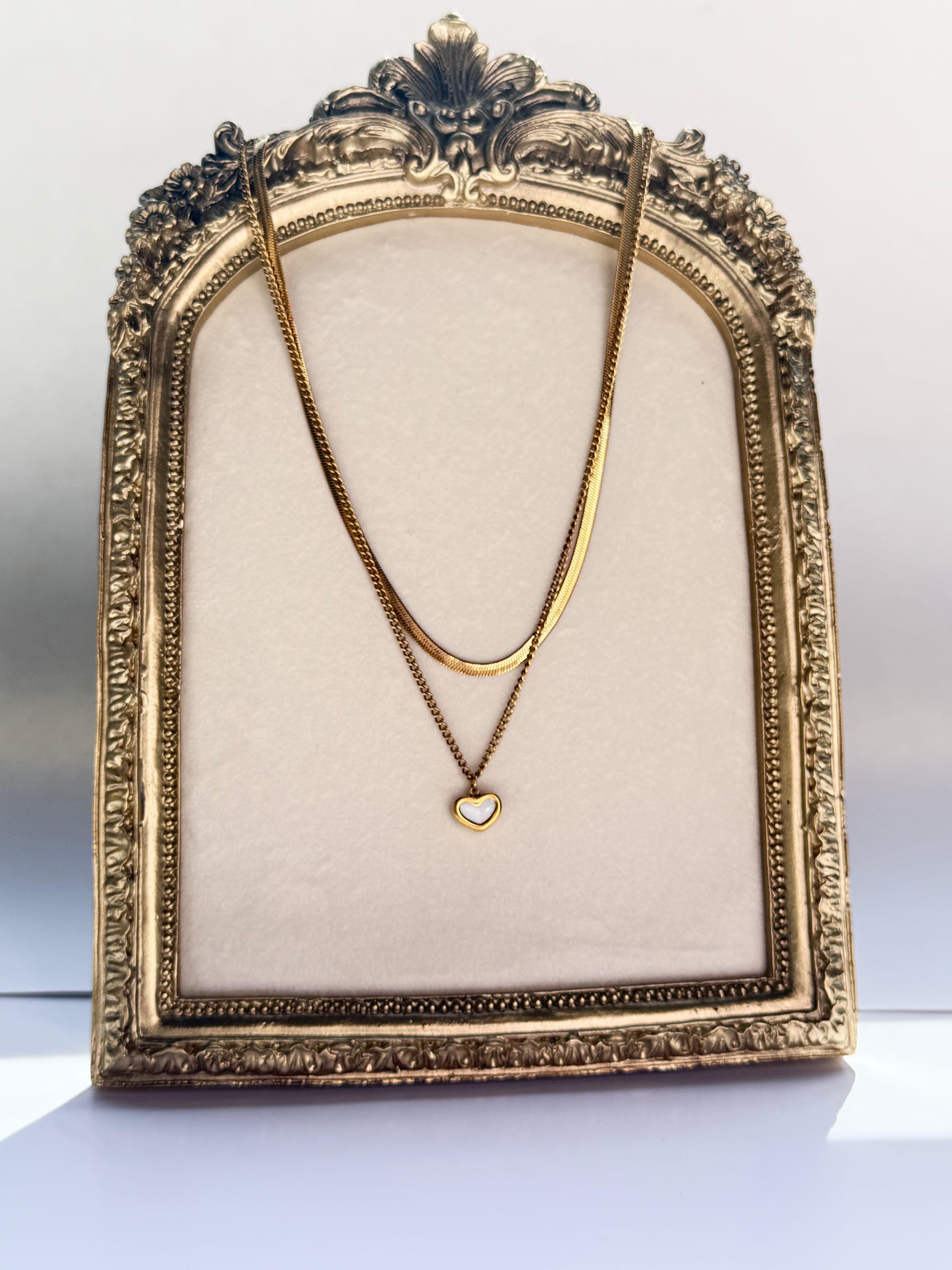 The Double Chain Heart Necklace
