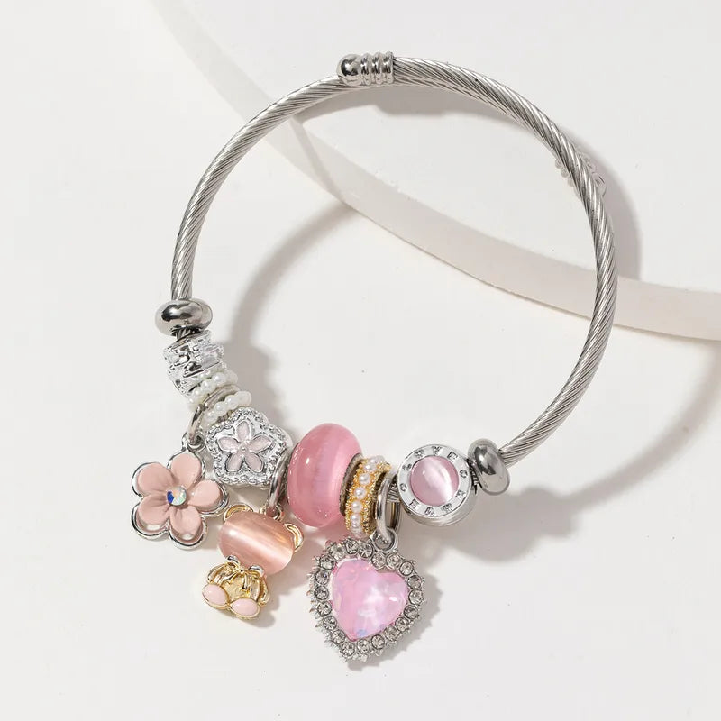 Pink Blossom Charm Bangle