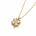Gold Crystal Four-Leaf Clover Pendant Necklace – gold four-leaf clover pendant necklace on white background