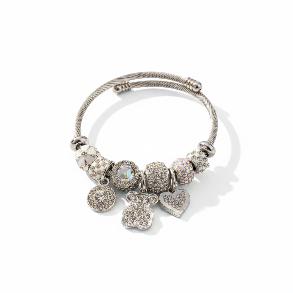 Bear & Butterfly Charm Bangle