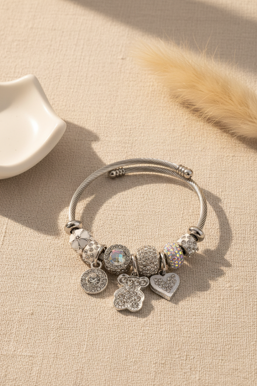 Bear & Butterfly Charm Bangle