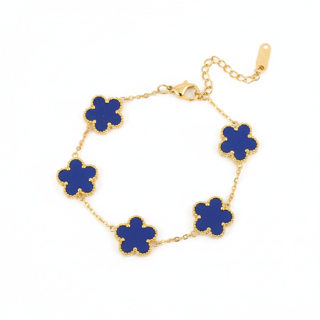 Blue Clover Bracelet – White BG