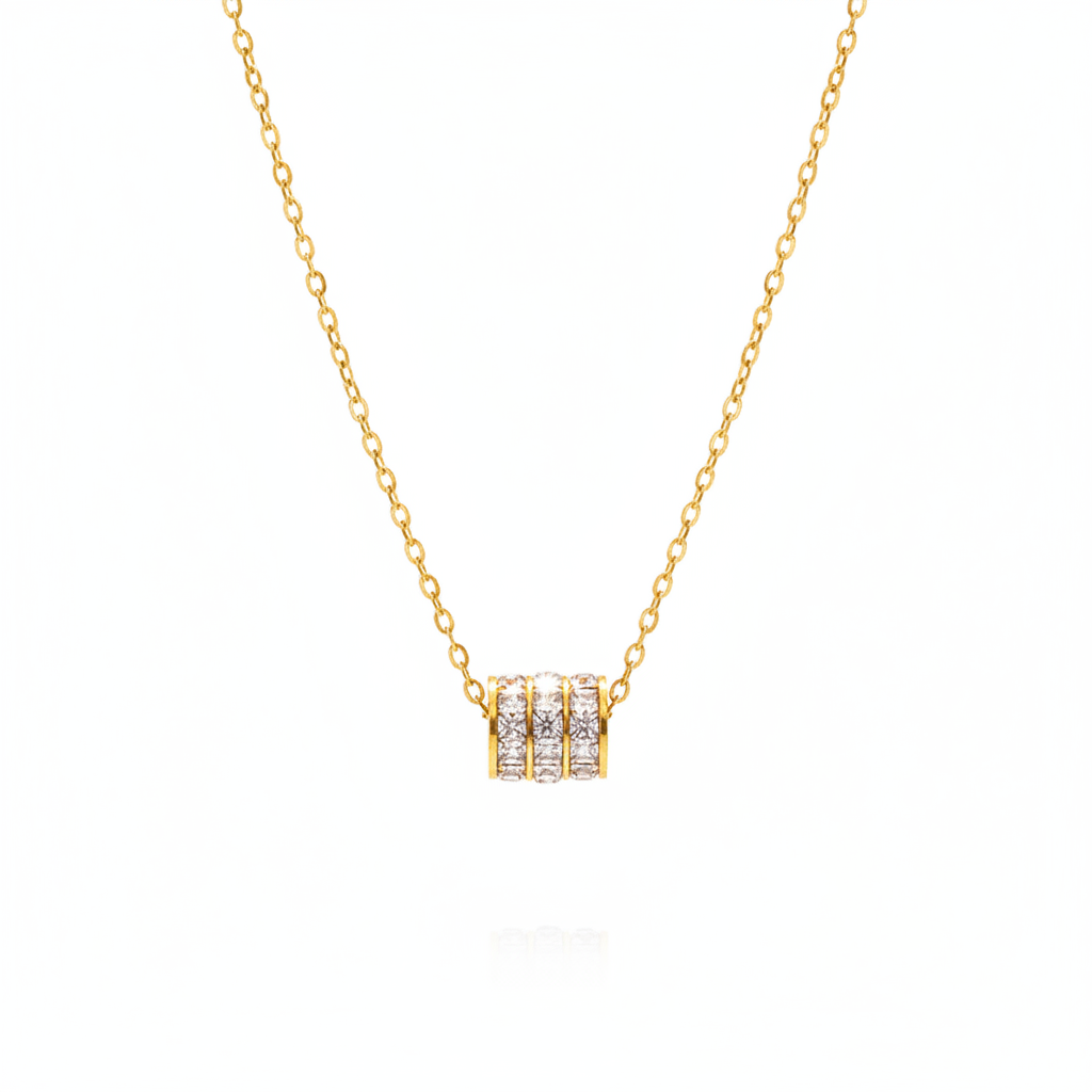 Crystal Barrel Necklace – White BG