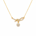 Gold Crystal Bow Necklace – White BG