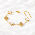 Ivory Pavé Clover Bracelet – gold bracelet with ivory pavé clover charms