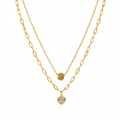 Layered Gold Heart & Bead Necklace