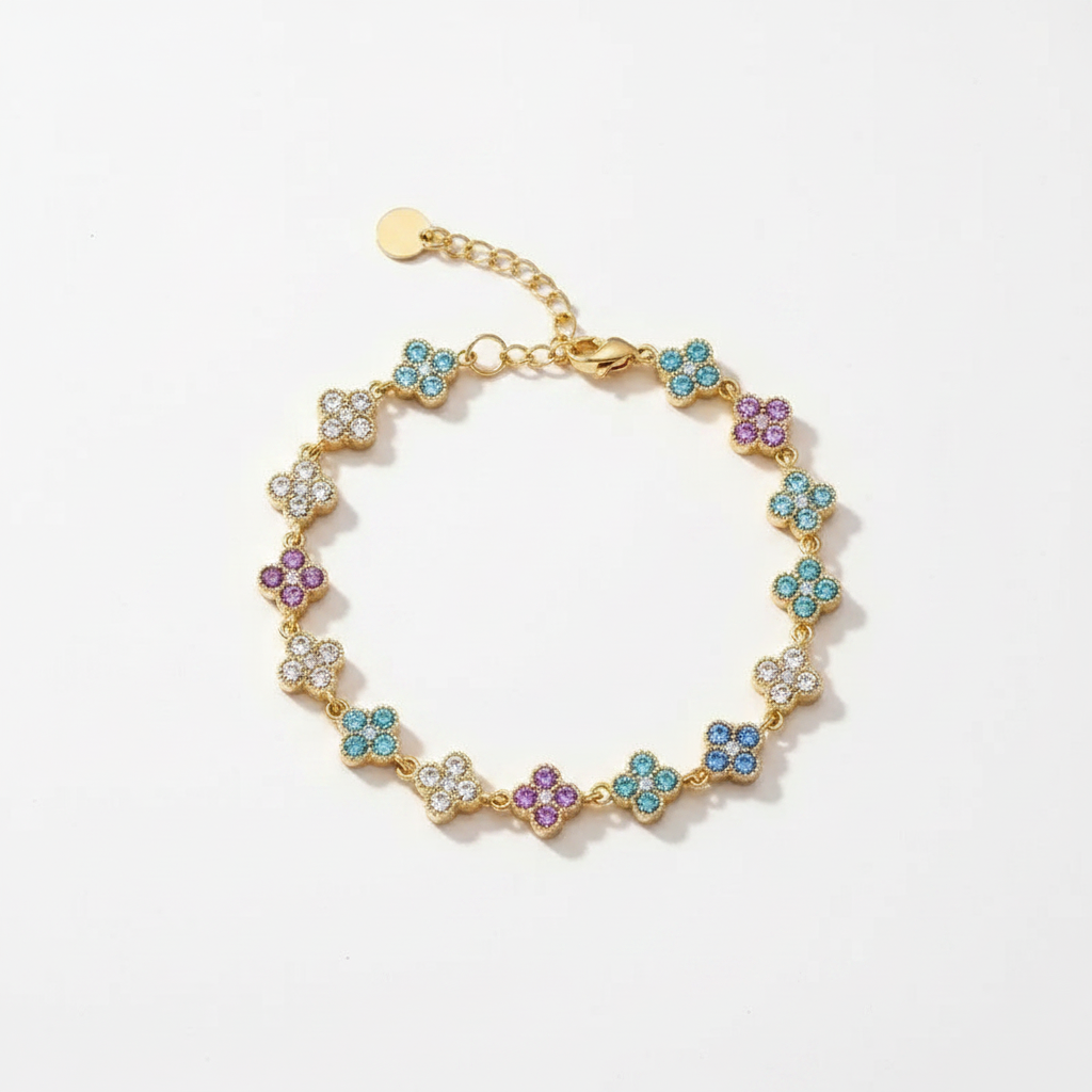 Light Blue and White Clover Charm