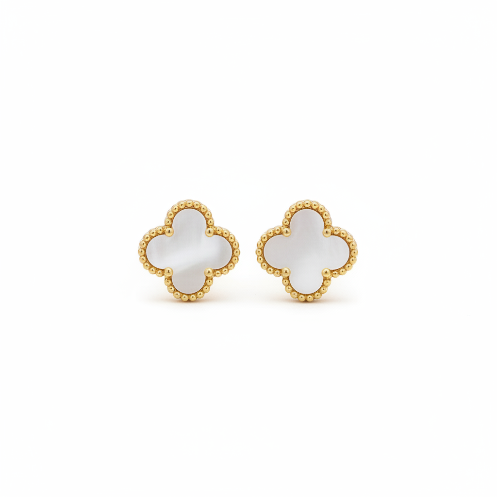 Lucky Clover White Studs