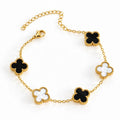 Onyx & Pearl Clover Bracelet – black and pearl clover charm bracelet