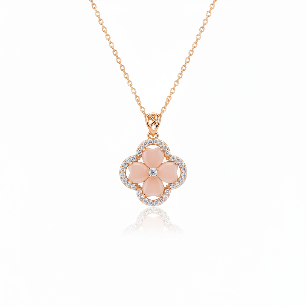 Peach Clover – Silver Center