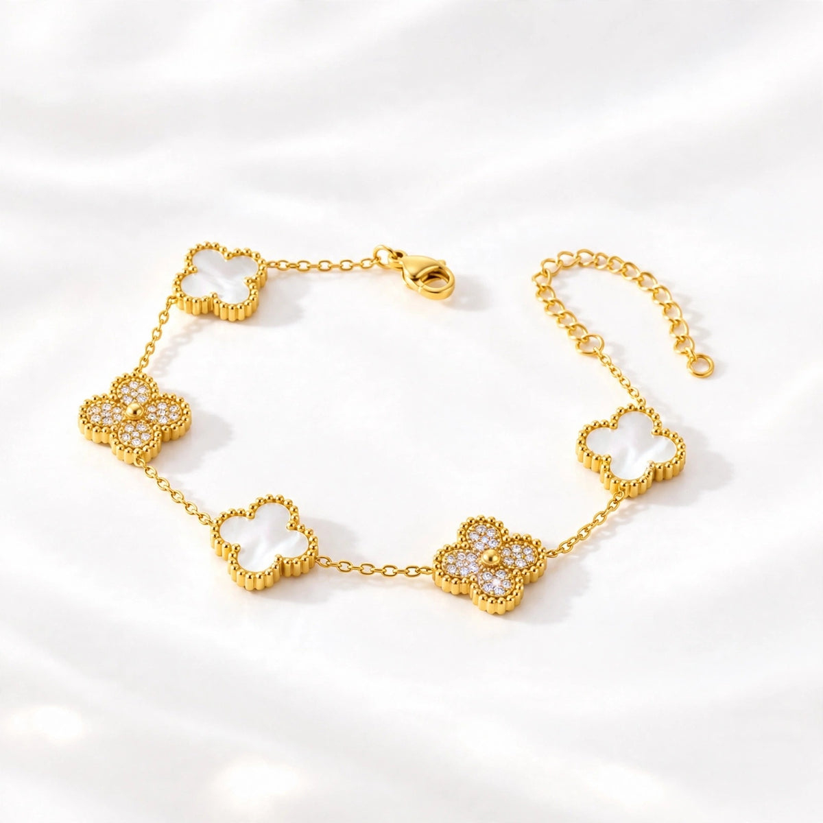 Pearl Pavé Clover Bracelet