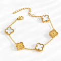 Pearl Sunburst Clover Bracelet – pearl bracelet with sunburst clover charm