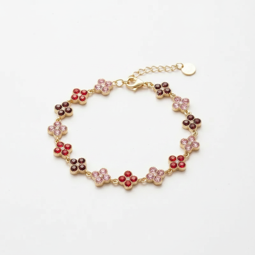 Red and Pink Mixed Clover Charm