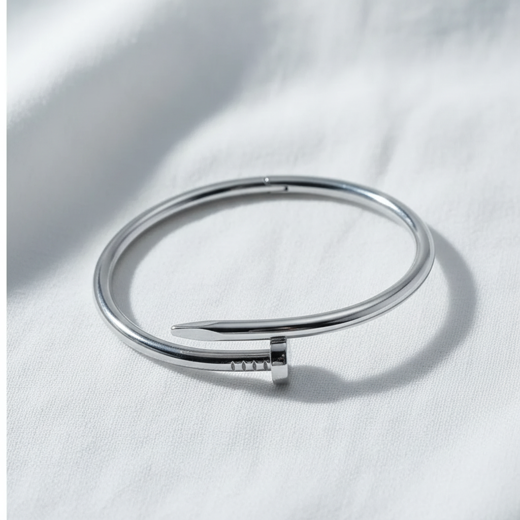 Silver Nail Bangle – Aesthetic