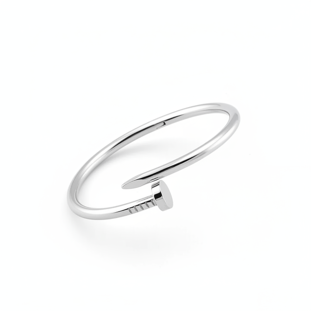 Silver Nail Bangle – White BG