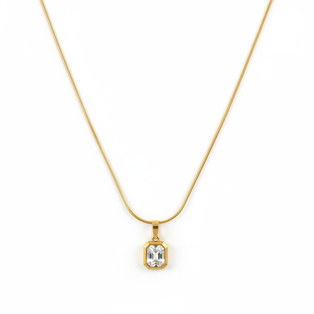 Solitaire Square Crystal Necklace