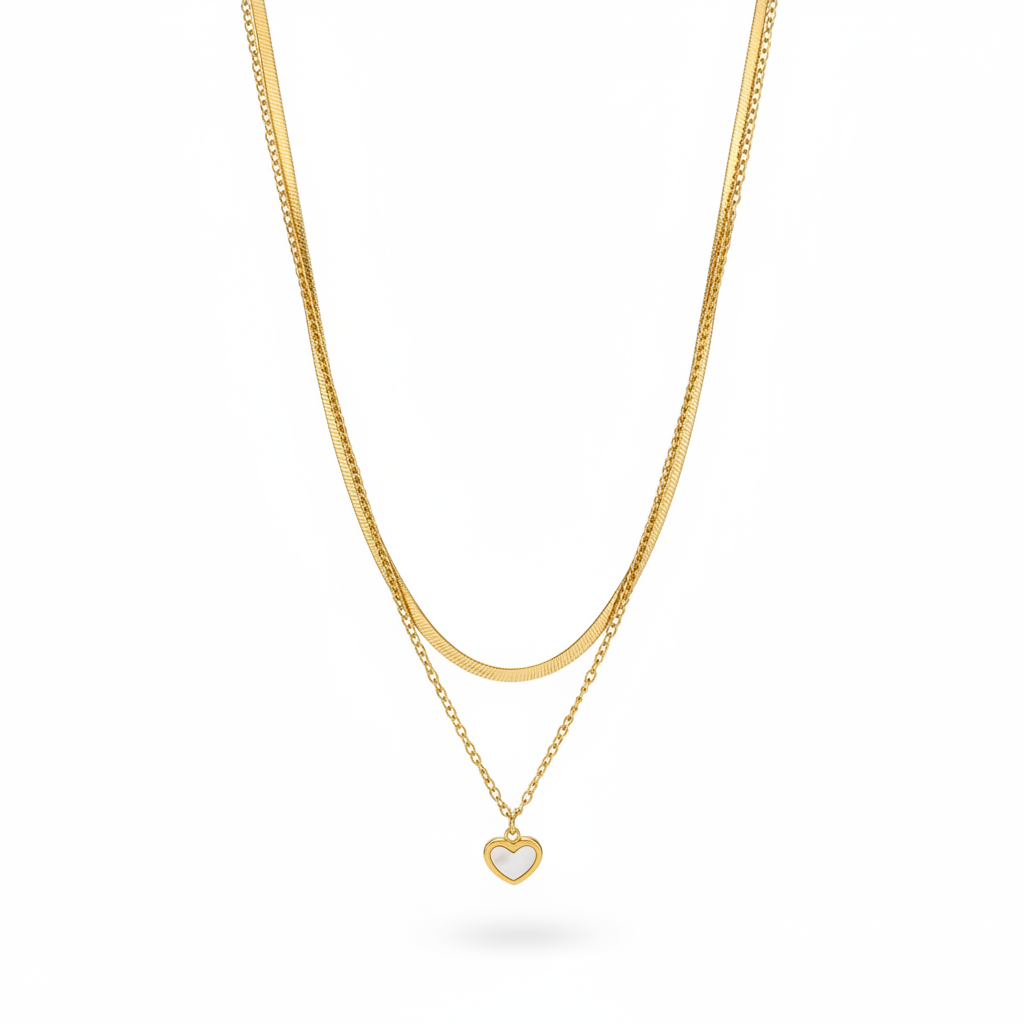 The Double Chain Heart Necklace