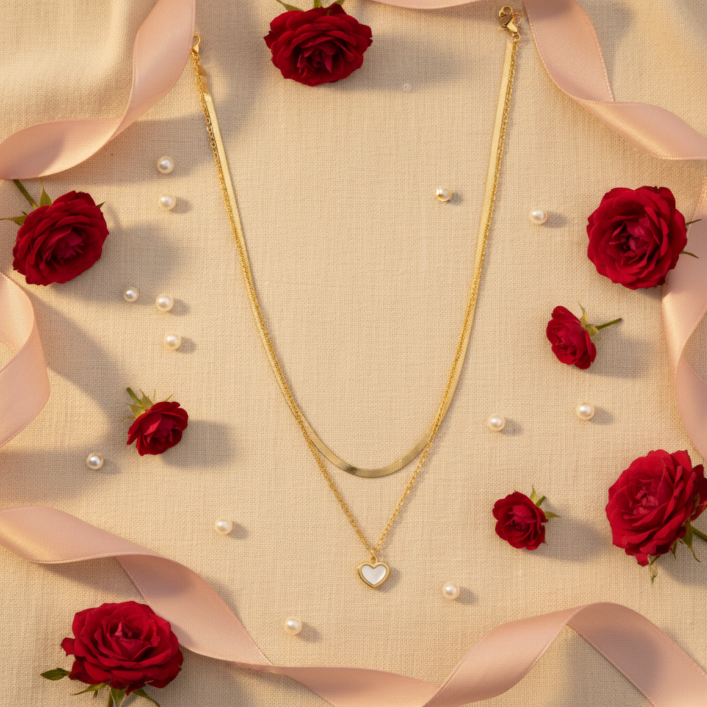 The Double Chain Heart Necklace