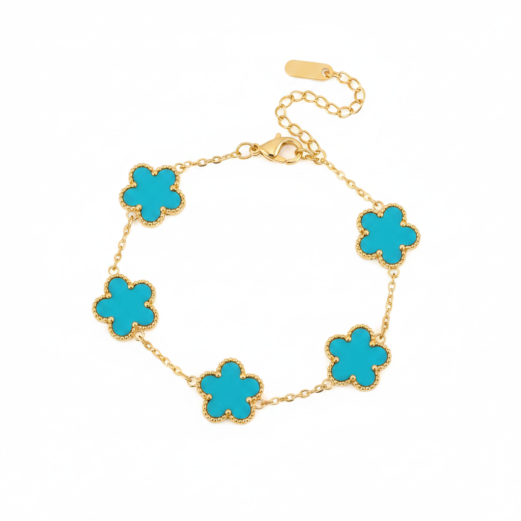 Turquoise Clover Bracelet – White BG