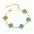 Turquoise Clover Bracelet – gold bracelet with turquoise enamel clover charms